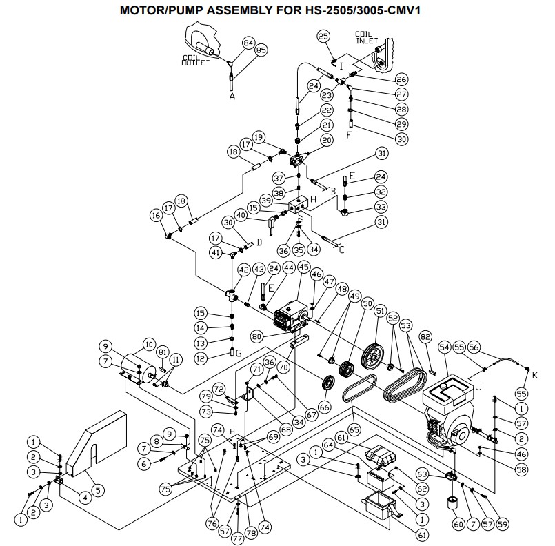 MITM HS-2505/3005-CMV1 Hot water pressure washer parts